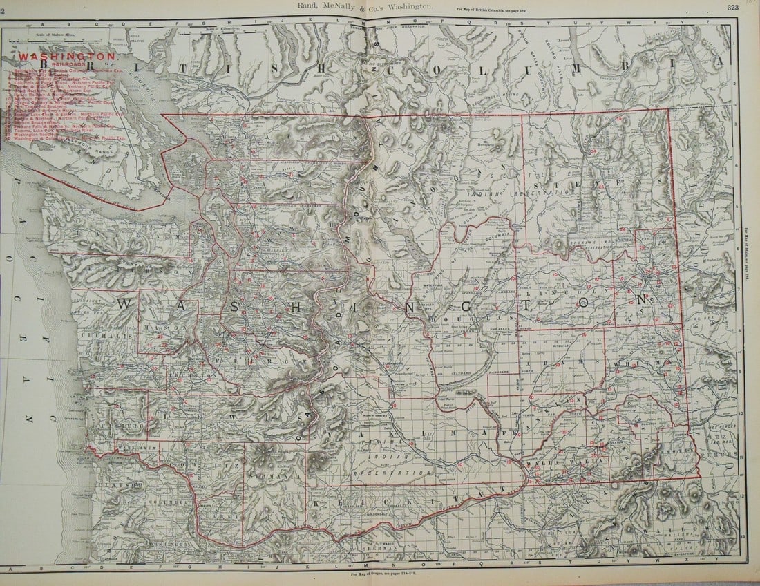 1892 Rand McNally Washington State -- Washington: Title: 1892 Rand McNally Washington State -- Washington Cartographer: Rand McNally Year / Place: 1892, Chicago Map Dimension (in.): 19 X 25.5 in. This is an excellent and higly detailed map of Washing