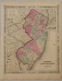 1863 Johnson Map of New Jersey -- Johnson's New Jersey