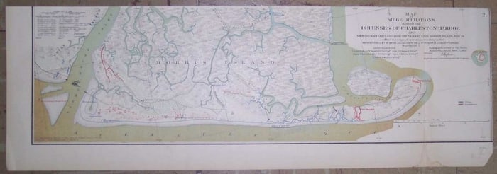 Map of Siege Operations Against the Defenses of Charleston Harbor 1863 Showing the Batteries