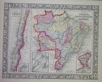 Map of Chili. | Map of Brazil, Bolivia, Paraguay, and Uruguay.