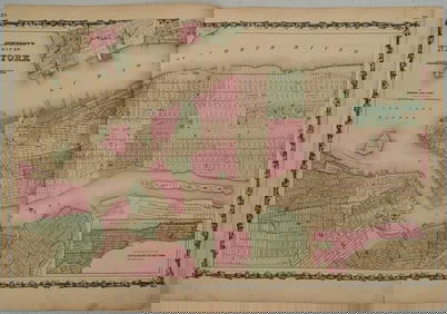 1863 Johnson Map of New York City -- Johnson's New York and Adjacent Cities