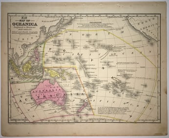 No. 28 Map of Oceanica Engraved to Illustrate Mitchell's School and Family Geography