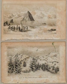 1845 Fremont Views of Pyramid Lake Nevada and a Sierra Nevada Pass in California in Snow