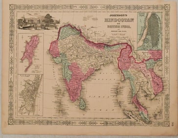 1863 Johnson Map of India and Southeast Asia -- Johnson's Hindostan or British India