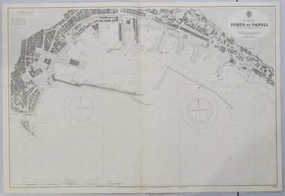 1937 (Updated in 1947) British Admiralty Nautical Chart of Port of Naples