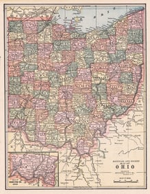 Railroad and County Map of Ohio