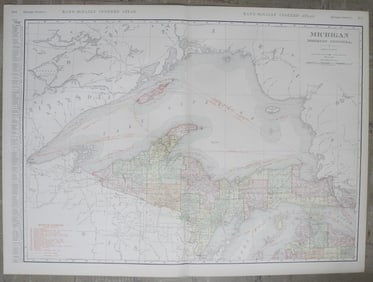 Rand, McNally & Co.'S New Business Atlas Map of Michigan. [Northern Peninsula]