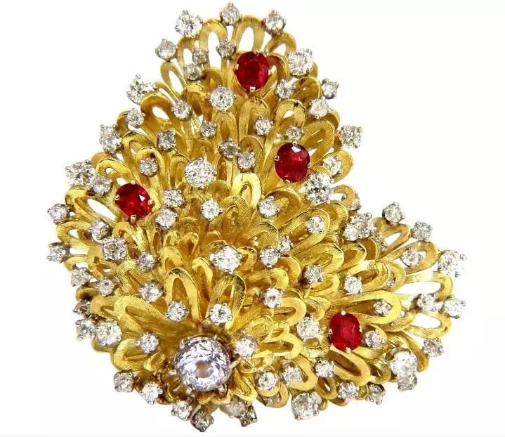Erwin Pearl 8.00 Carat Natural Diamonds and Red Spinel Brooch 18Kt Ref 12332: Title Erwin Pearl 8.00 Carat Natural Diamonds and Red Spinel Brooch 18Kt Ref 12332 $12,000.00 PRODUCT DESCRIPTION Erwin Pearl Handmade raised Brooch 6.00ct. diamonds & 2.00ct. natural red spinels Diam
