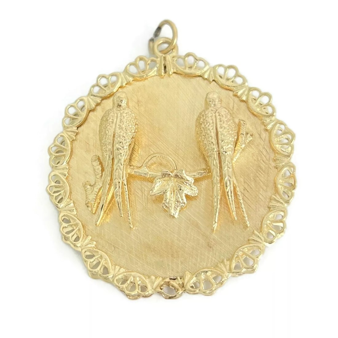 Vintage Large Two Birds Necklace Pendant Charm 14K Yellow Gold, 22.31 Grams (1 of 7)