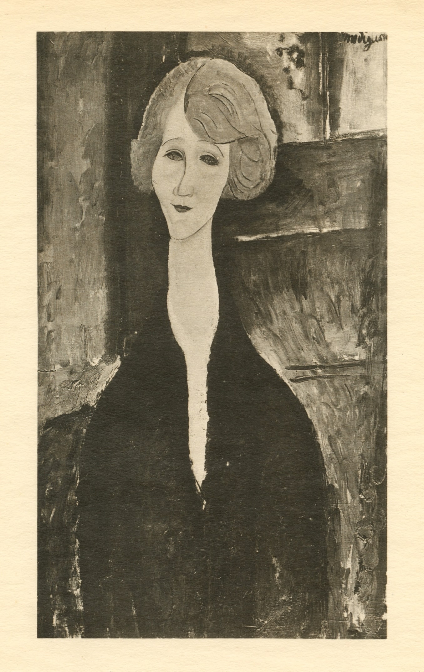 Amedeo Modigliani "La femme Rousse": Medium: collotype (after the painting). Printed in 1926 at the Leon Marotte atelier and published in an edition of 1000 by Editions des Quatre Chemins. Image size: 8 x 4 5/8 inches (205 x 120 mm). She