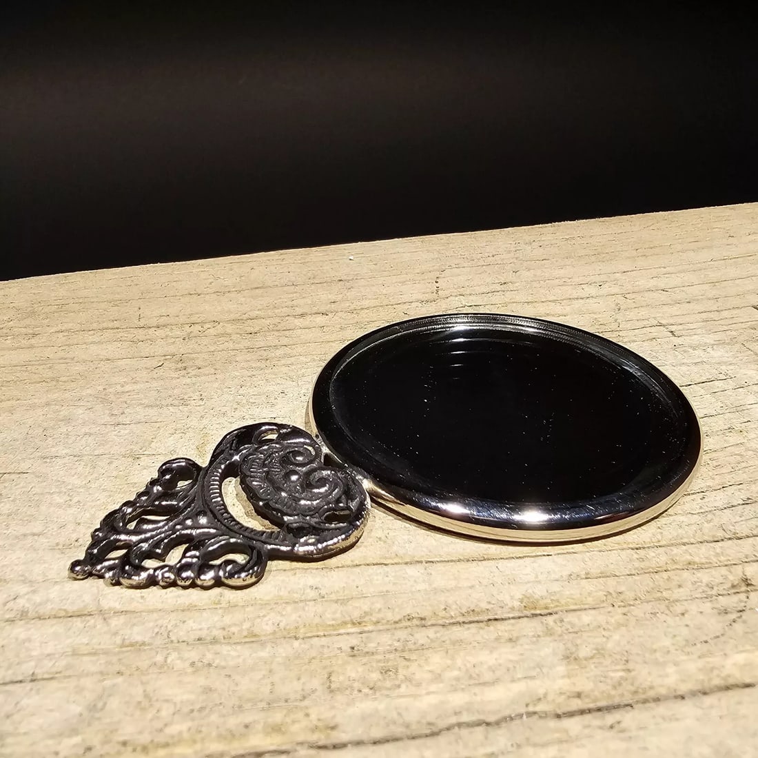 Pewter Plated Miniature Hand Mirror (1 of 9)