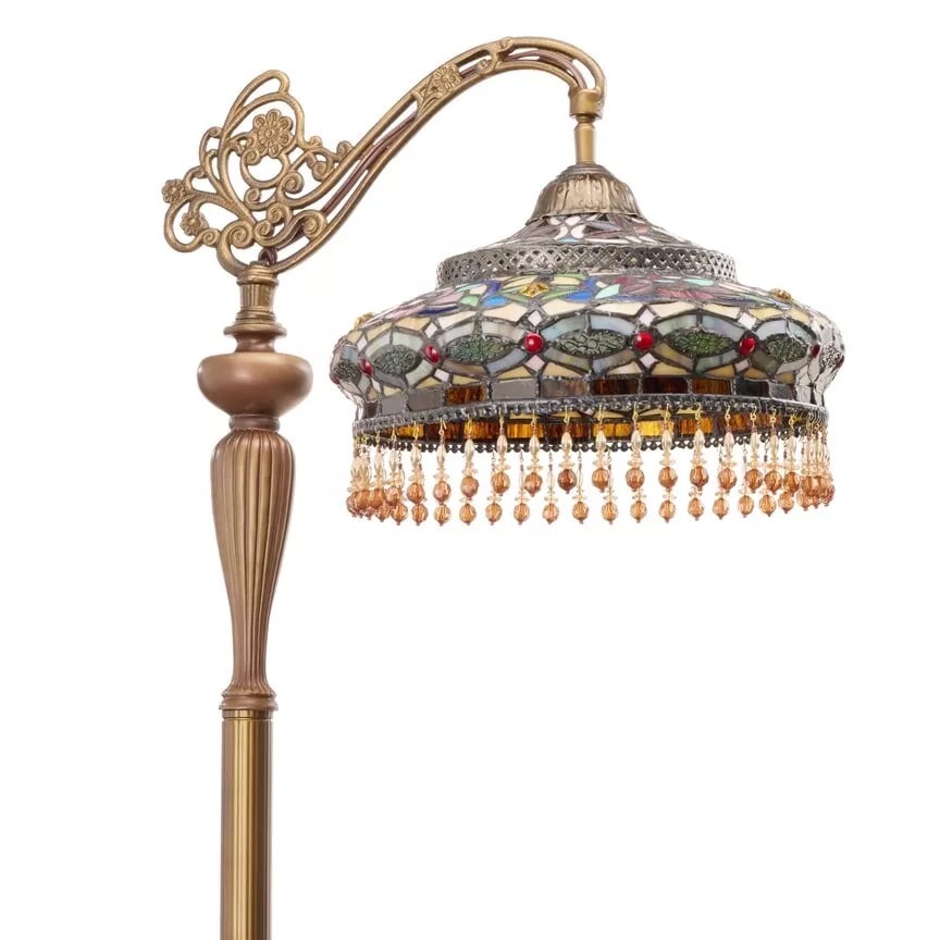 French Stained Glass Reading Floor Lamp (1 of 10)