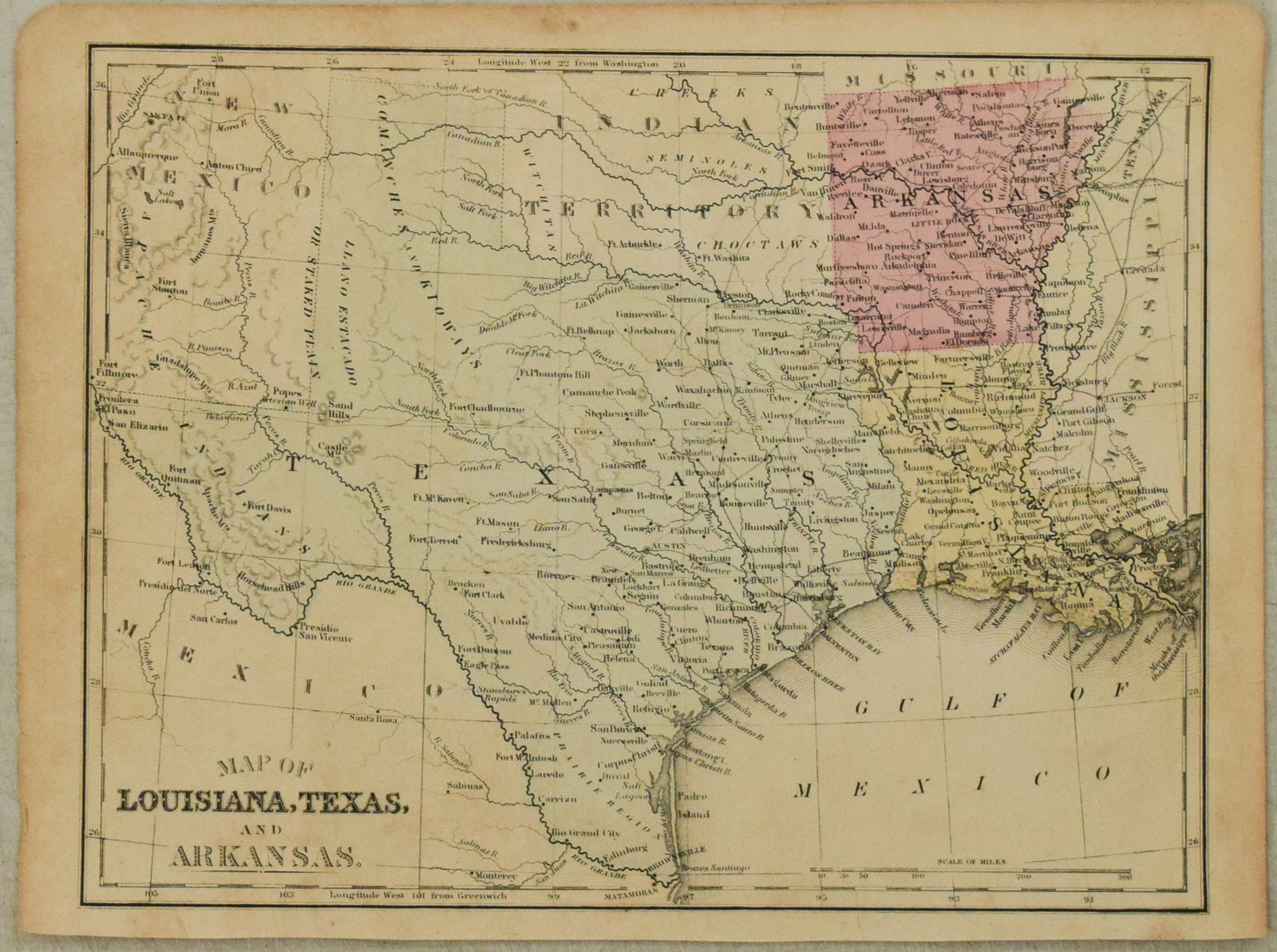 1874 Mitchell Map of Texas, Louisiana and Arkansas -- Map of Louisiana, Texas, Arkansas (1 of 1)