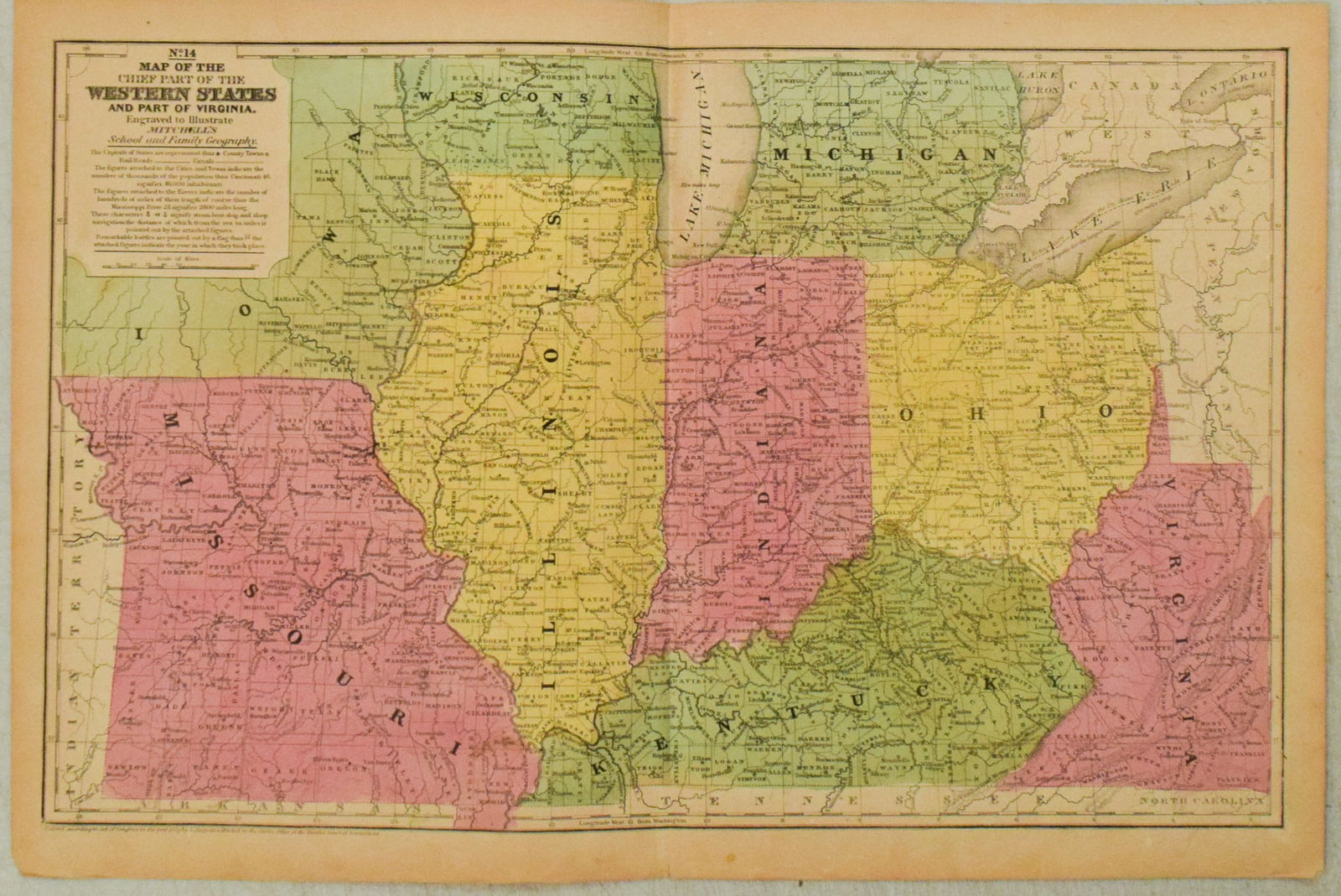 1839 Mitchell Map of US Midwest and Kentucky -- No. 14 Map of the Chief Part of the Western States (1 of 1)