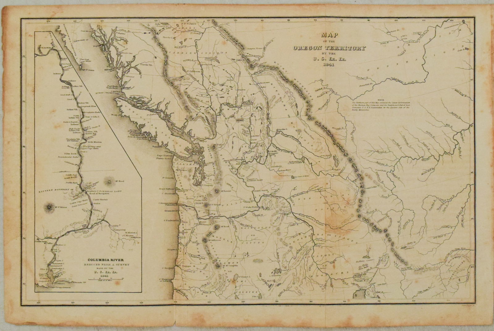 1851 Wilkes Map of the Pacific Northwest -- Map of the Oregon Territory by the U.S. Ex. Ex. (1 of 1)