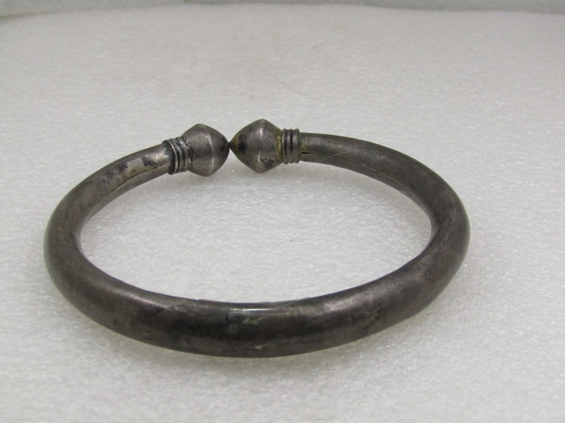 Antique Sterling Silver Tribal Ankle Bracelet, Unisex, 10.5", 40.16 gr. (1 of 7)