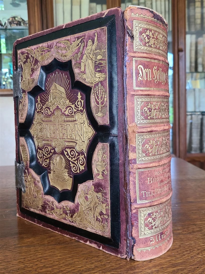 1900 BIBLE in SWEDISH ANTIQUE VICTORIAN MASSIVE FOLIO GUSTAVE DORE ILLUSTRATED (1 of 20)