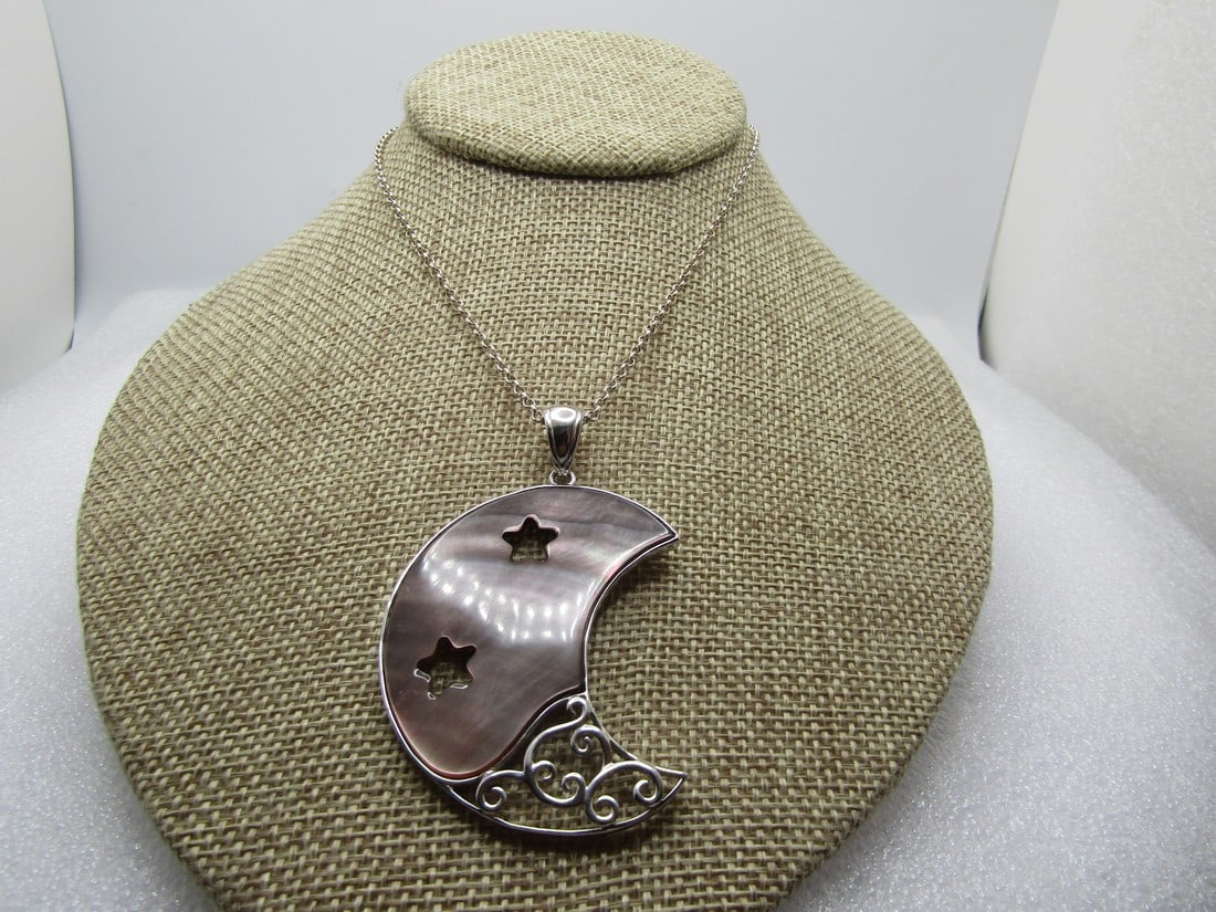 Sterling Brown Mother-of-Pearl  Celestial Necklace, 18" (1 of 7)