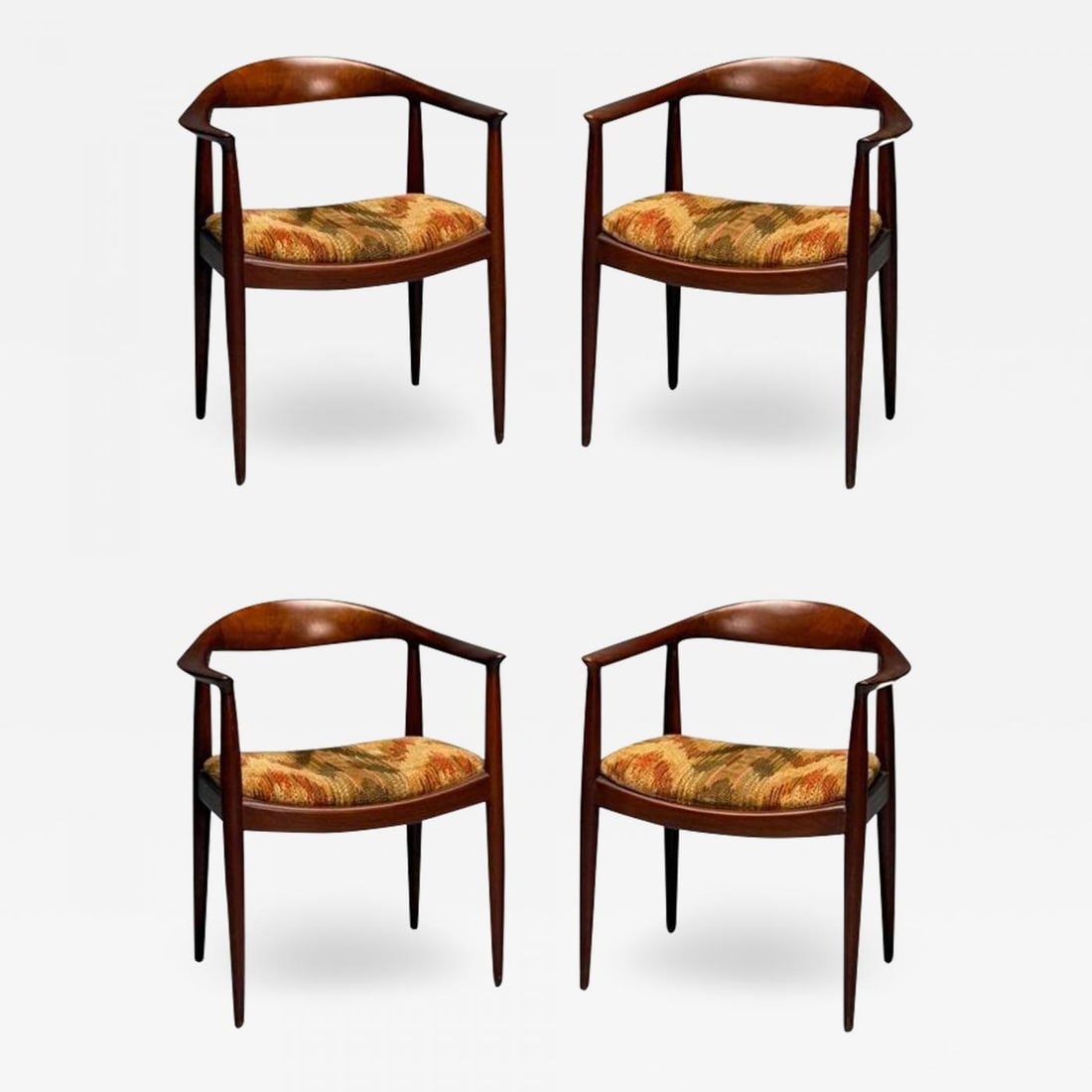 Hans Wegner Style, Danish Mid-Century Modern, Four Dining Arm Chairs, 1950s (1 of 10)