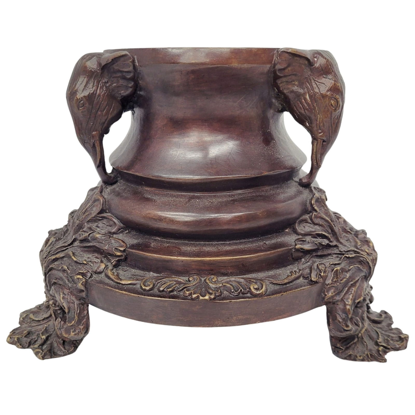 Vintage Bronze Metal Pillar Ornate Elephant Motif Riser Display Architectural Plant Holder Candle (1 of 7)