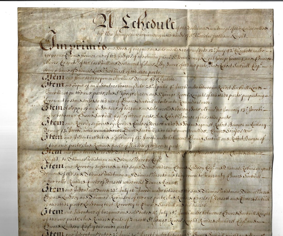 1691 English Manuscript Deeds of a Knight (1 of 4)