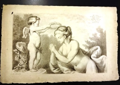 1780 Fine Etching Parizeau Venus and Cupid