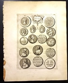 1753 Two Engravings English Medals Commonwealth