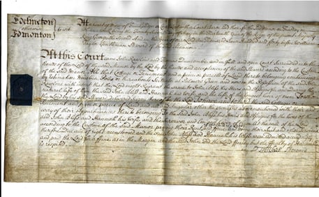 1740 English Vellum Manor Surrender Edmonton