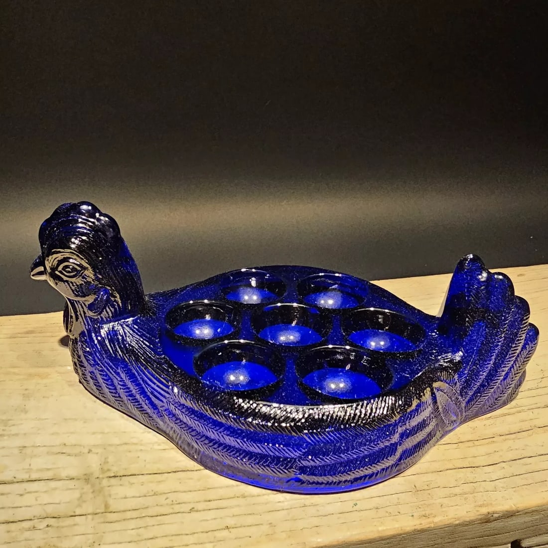 Cobalt Blue Depression Glass Nesting Chicken Egg Holder (1 of 10)