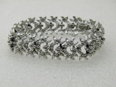 Vintage Monet Floral Bracelet, 7.5", 5/8" Wide, 1960's