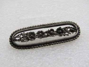 Vintage Beau Sterling Floral Bar Brooch, 2", 1940's