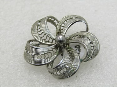 Vintage Western Germany Filigree Blossom Brooch, Mid-Century