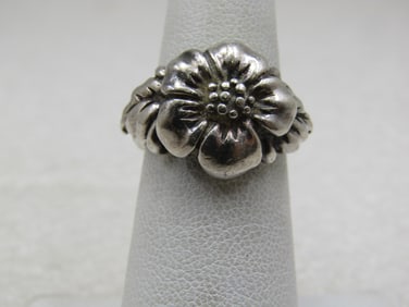 Vintage Sterling Silver Floral Blossom Ring, Sz. 6, Signed