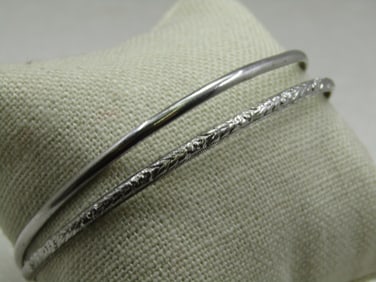 Vintage Pair of Sterling Bangle Bracelets, 7.75", Signed BB