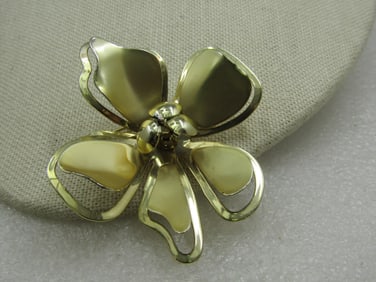 Vintage Gold Tone Tiered Bold Brooch, 2.25", 1960's