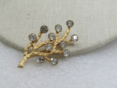 Vintage 12kt G.F. Van Dell Rhinestone Branch Brooch, 1960's-1970's