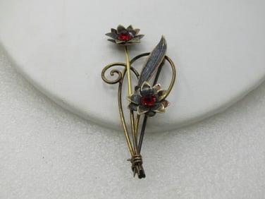 Vintage Van Dell Sterling Floral Brooch, 12kt G.F., 1940's, 2.5"