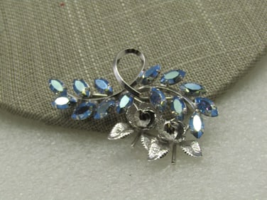 Vintage Sterling Star Art Rhinestone Brooch, Aurora Borealis, 2"