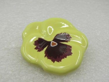 Vintage Avon Yellow Pansy Brooch, Painted. 1.5", 1970's