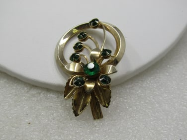 Vintage Rhinestone Floral Brooch 1960's
