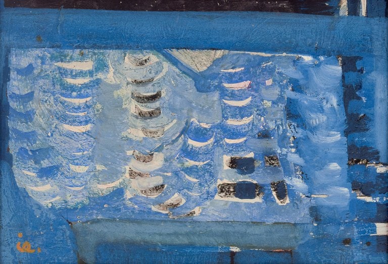 Ingvar Engdahl (1928-1992), listed Swedish artist. Oil on board. Abstract composition. (1 of 6)