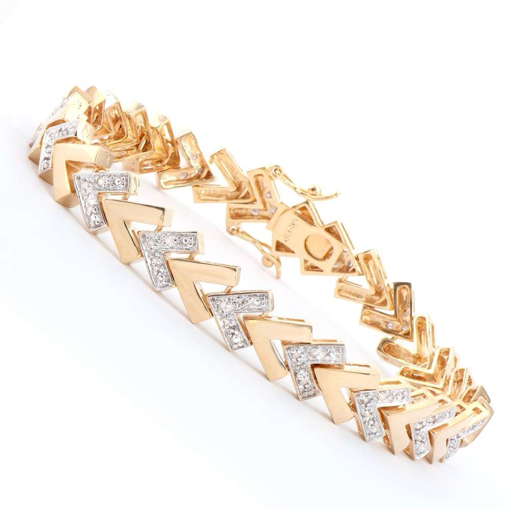 0.25 TW CTS DIAMONDS 18K GOLD PLATED DESIGNER BRACELET SIZE 8.4 INCHES (1 of 2)