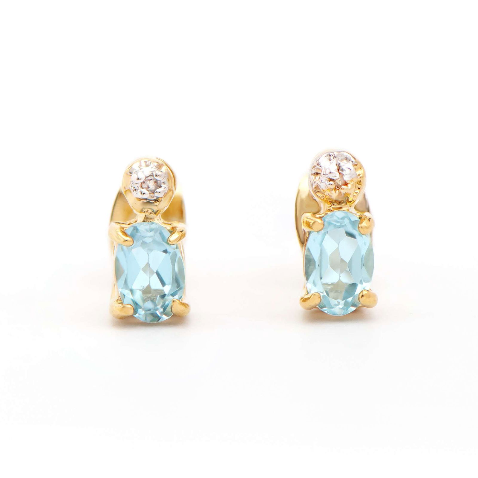 1.12 ctw Blue Topaz And Diamonds 18K Gold Plated Designer Earrings (1 of 2)