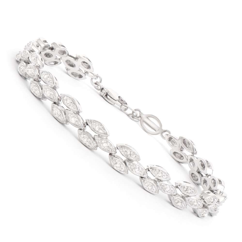 0.20 TW CTS DIAMONDS RHODIUM PLATED DESIGNER BRACELET SIZE 7.5 INCHES (1 of 2)