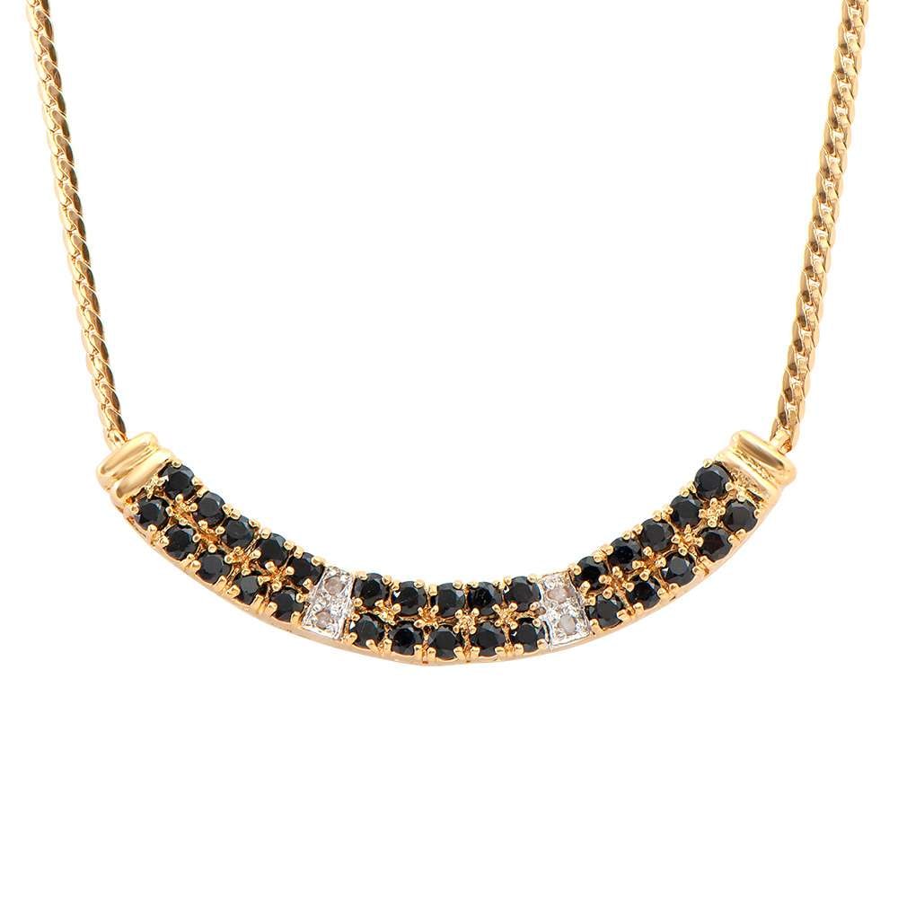 2.29 TW CTS SAPPHIRE AND DIAMONDS 18K GOLD PLATED 2 ROW DESIGNER NECKLACE SIZE 18 INCHES (1 of 2)
