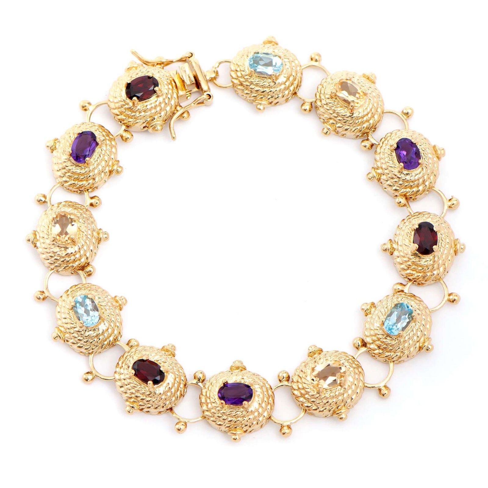 5.75 ctw Multi-Stone 18K Gold Plated Designer Antique Style Bracelet 8.1 in (1 of 2)