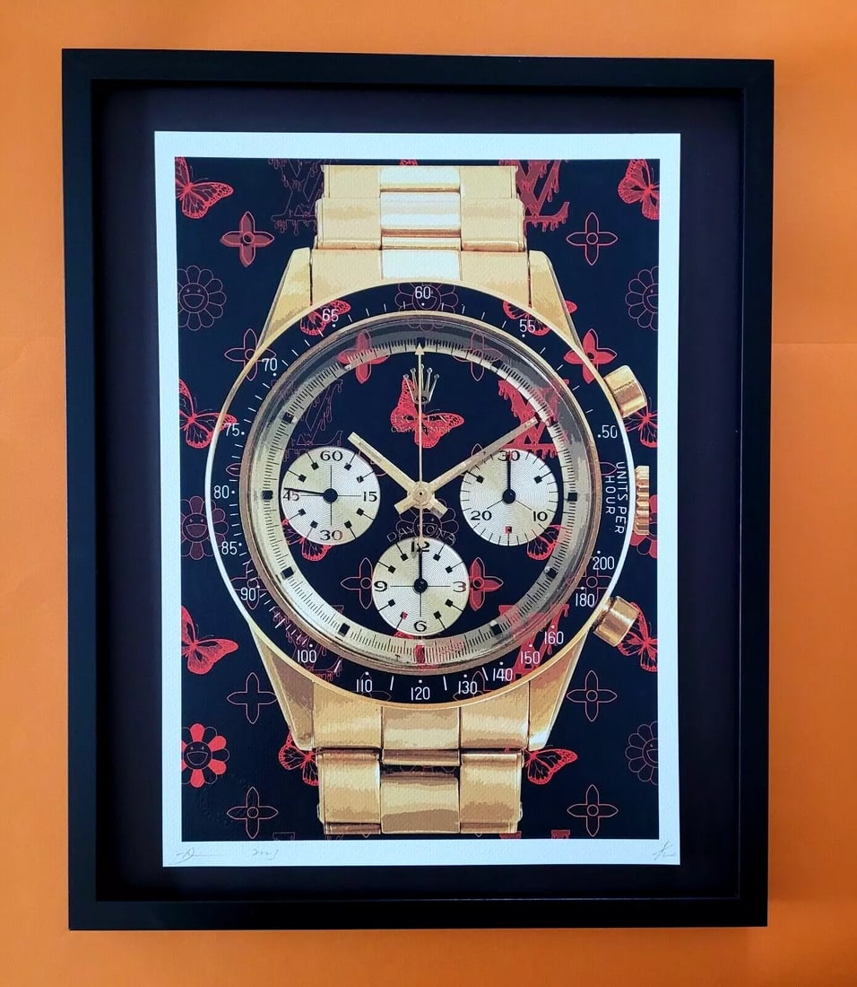 DEATH NYC Hand Signed LARGE Print Framed 16x20in COA ROLEX DAYTONA GOLD WATCH + (1 of 5)