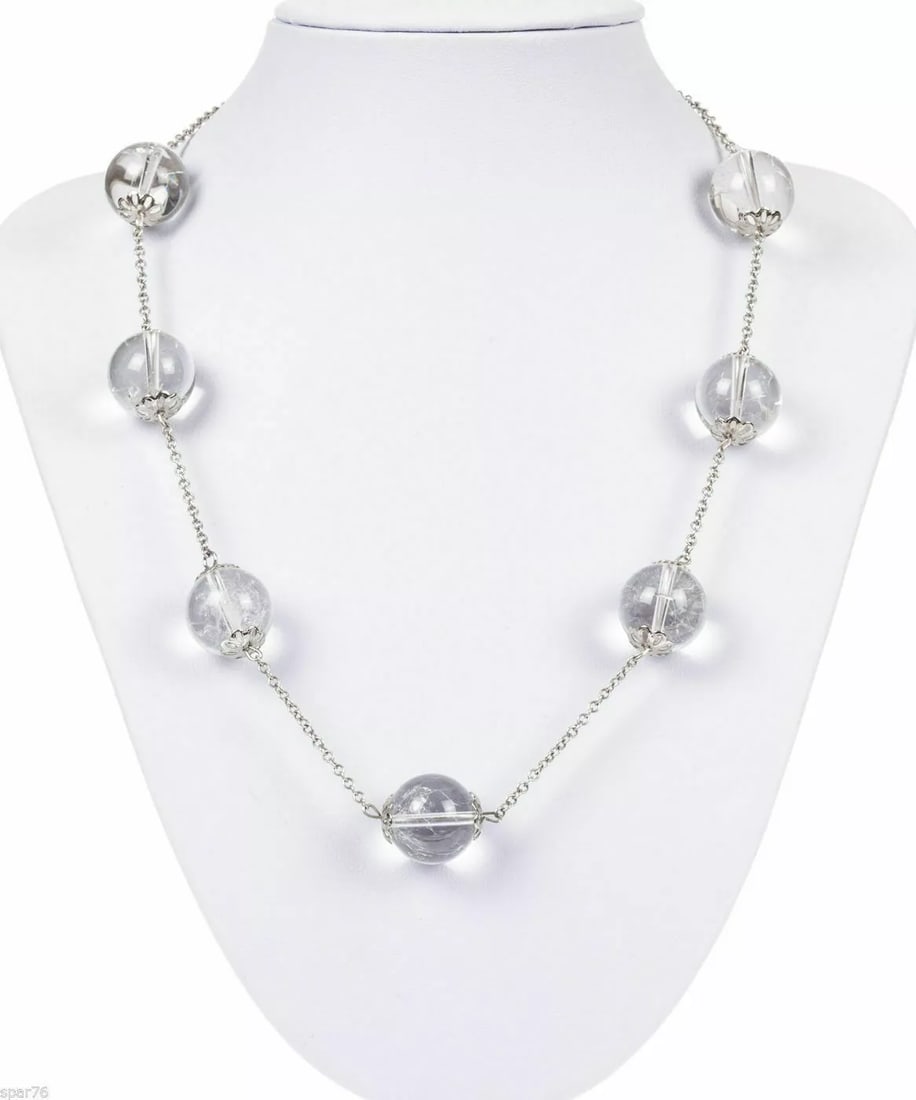 Pools of Light Rock Crystal Quartz Bead Sterling Silver Necklace (1 of 1)