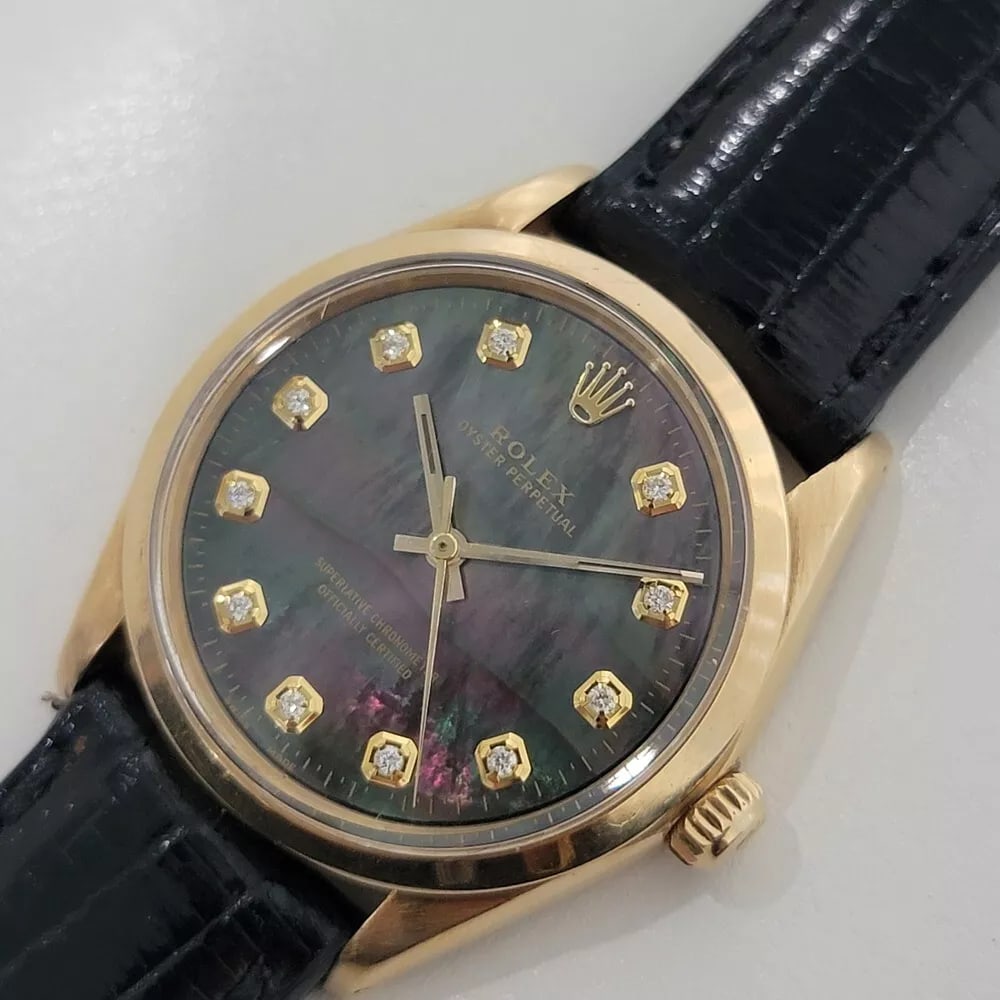 Mens Rolex Oyster Perpetual 1002 34mm 18k 1966 Automatic Diamond MOP dial RA382B (1 of 12)
