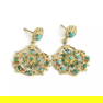 Vintage 1960's Turquoise Dangle Drop Earrings 14K Yellow Gold, 7.80 Grams